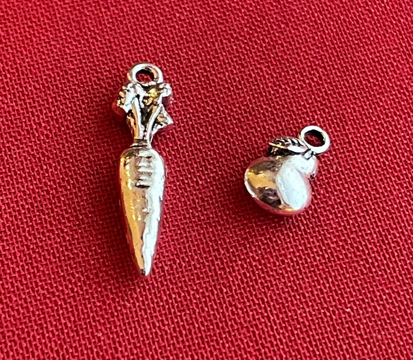 Carrot & Pear charms - choice or set - Antique Silver tone - vegetable, fruit, gardening, farm - charms, pendants for jewelry