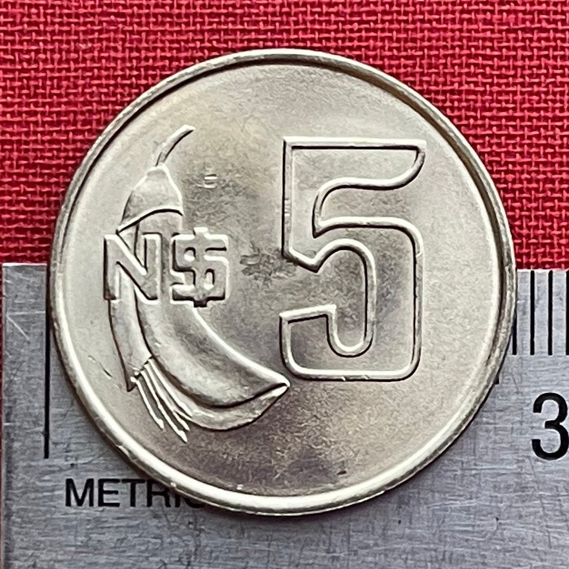 Flag Waving & Cockspur Coral Flower 5 New Pesos Uruguay Authentic Coin Money for Jewelry (Sun of May) (Inca Sun God) (Sol Invictus)