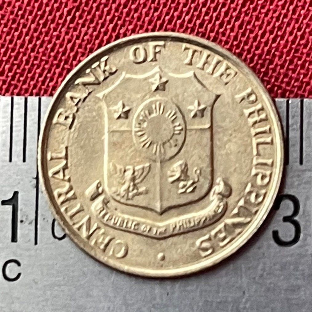 Lady Liberty Hammering Anvil at Mayon Volcano 10 Centavos Philippines Authentic Coin Money for Jewelry and Craft Making (Colonialism)
