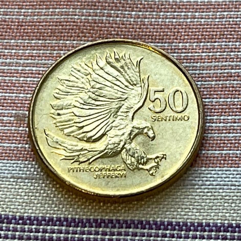 Plaridel  & Monkey-Eating Eagle 50 Sentimo Philippines Authentic Coin Money for Jewelry and Craft Making (Marcelo H. del Pilar)