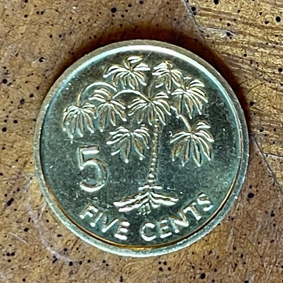 Cassava 5 Cents Seychelles Authentic Coin Money for Jewelry and Craft Making (Manioc)