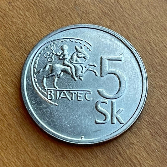 King Biatec on Horse 5 Korun Slovak Republic Authentic Coin Money for Jewelry and Craft Making (Celts) (Celtic Coin)