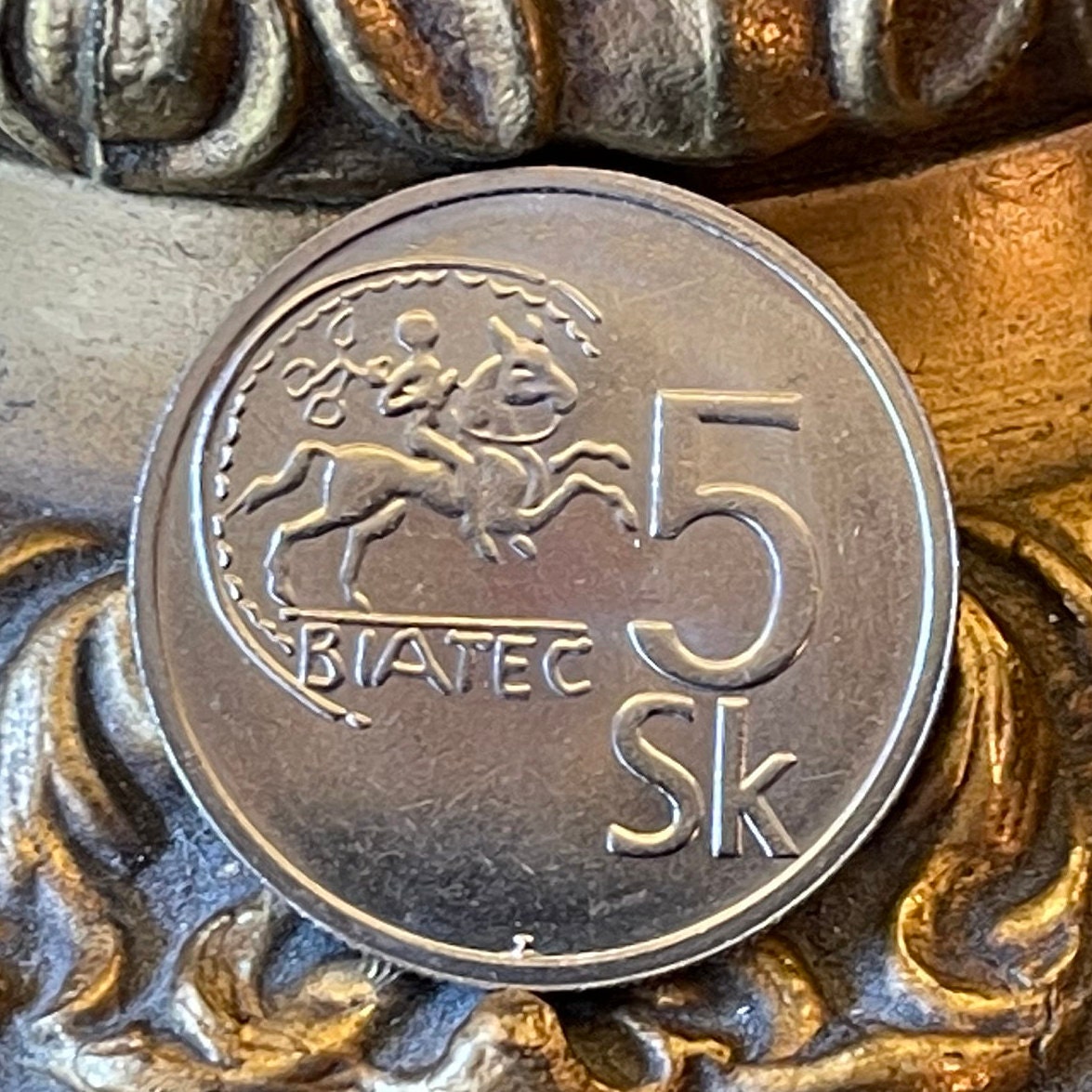 King Biatec on Horse 5 Korun Slovak Republic Authentic Coin Money for Jewelry and Craft Making (Celts) (Celtic Coin)