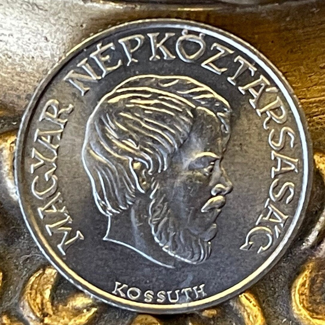 Lajos Kossuth Father of Hungarian Democracy 5 Forint Hungary Authentic Coin Money for Jewelry and Craft Making (Freedom Fighter)