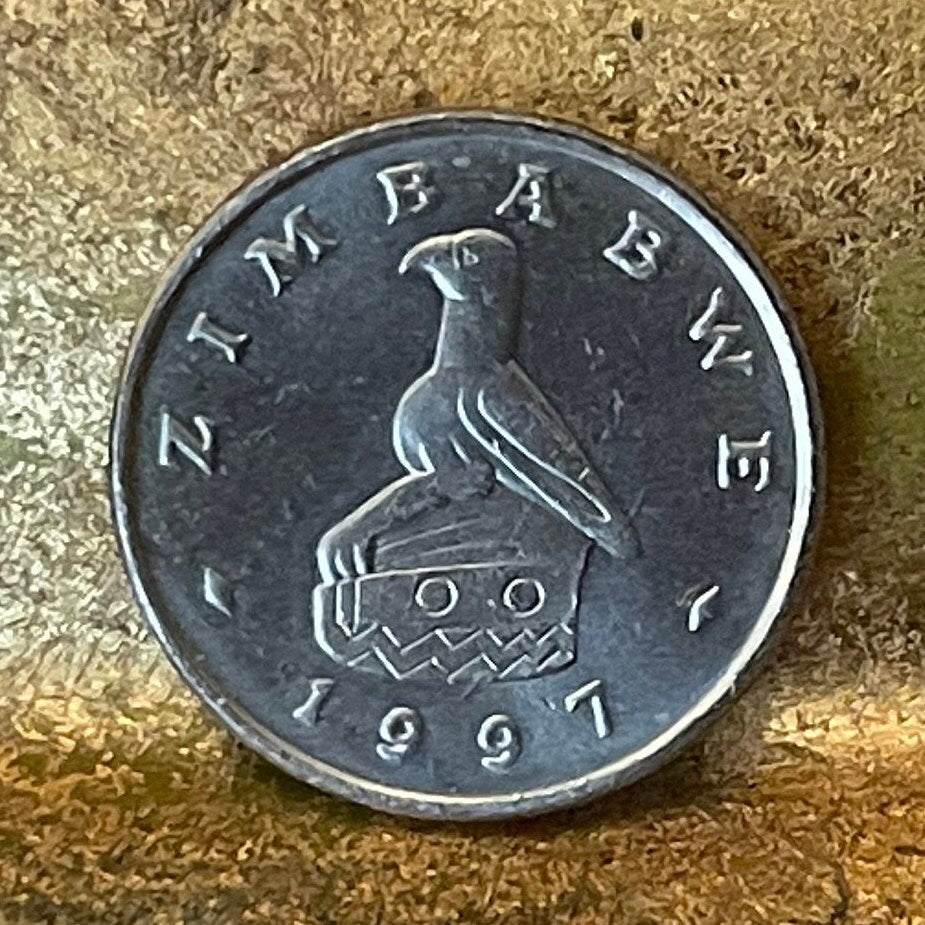 Scrub Hare & Great Zimbabwe Bird 5 Cents Zimbabwe Authentic Coin Money for Jewelry and Craft Making (Rabbit) (Bunny) (Easter Bunny)
