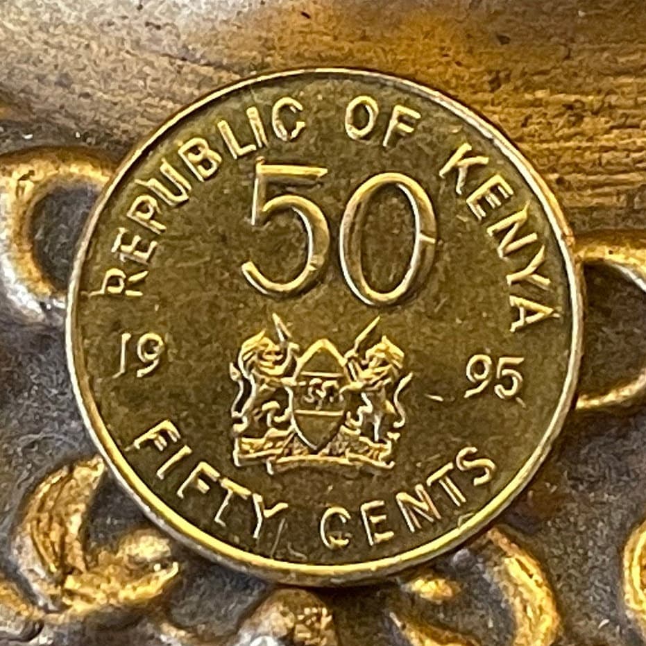 Daniel Arap Moi 50 Cents Kenya Authentic Coin Money for Jewelry and Craft Making (Harambee) (All for One)