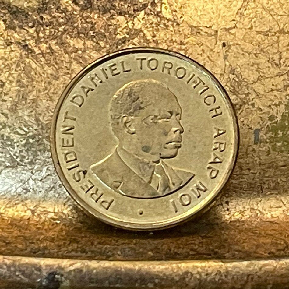 Daniel Arap Moi 50 Cents Kenya Authentic Coin Money for Jewelry and Craft Making (Harambee) (All for One)