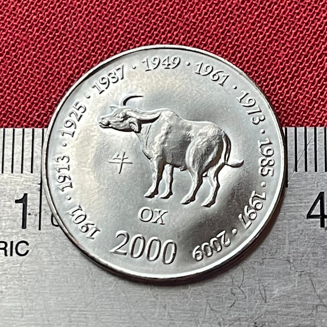 Year of the Ox Chinese Zodiac 10 Shillings Somalia Authentic Coin Money for Jewelry and Craft Making (2000)