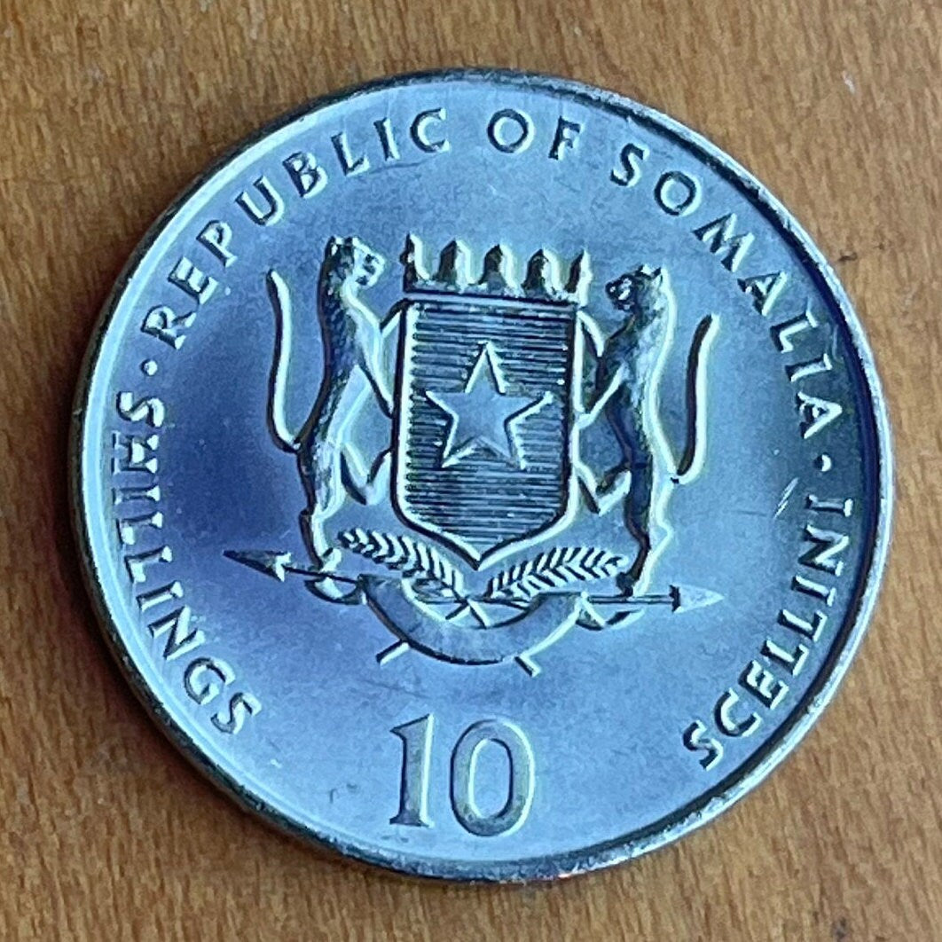 Year of the Rooster Chinese Zodiac 10 Shillings Somalia Authentic Coin Money for Jewelry and Craft Making (2000)