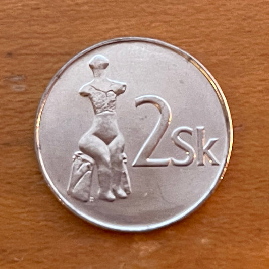 Venus of Hrádok 2 Koruny Slovak Republic Authentic Coin Money for Jewelry (Jaroslav Gubric) (Hrádocká Venuša) (Neolithic) (Slovak Troy)