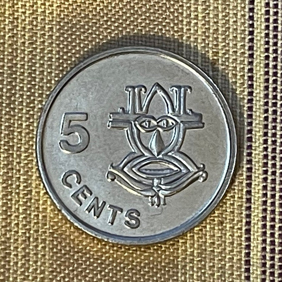 Spirit Funerary Mask 5 Cents Solomon Islands Authentic Coin Money for Jewelry and Craft Making (Headhunters) (Elongated Earlobes)