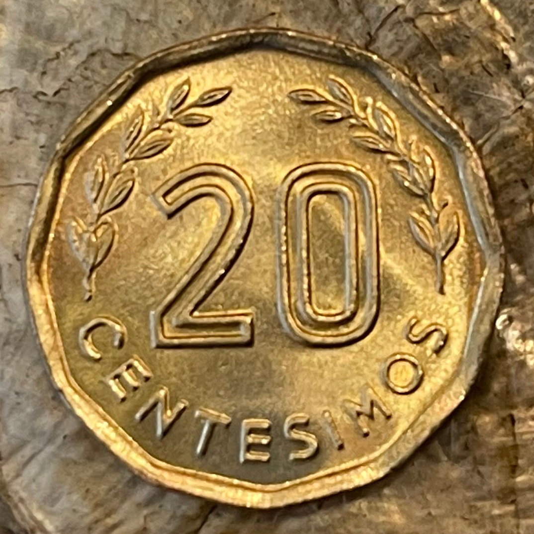 Montevideo Hill Fortress 20 Centésimos Uruguay Authentic Coin Money for Jewelry and Craft Making (Fortaleza del Cerro) (Dodecagonal Coin)