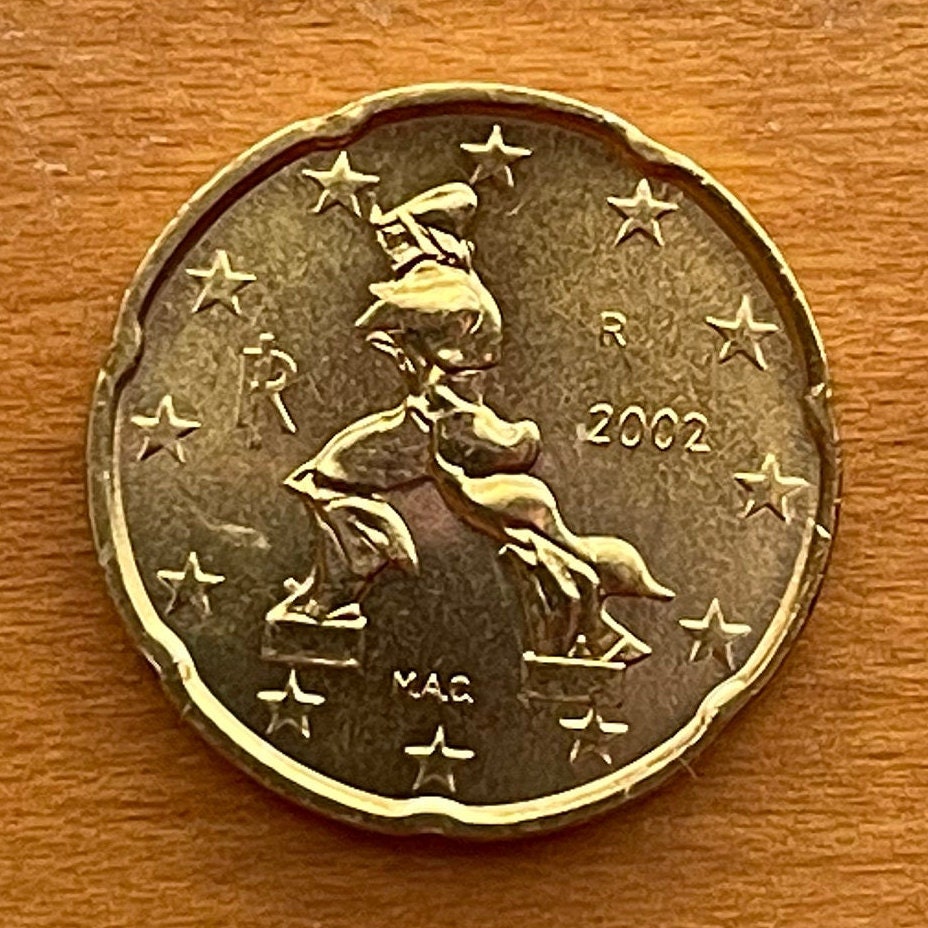Futurist Sculpture "Unique Forms of Continuity in Space" 20 Euro Cents Italy Authentic Coin Money for Jewelry (Umberto Boccioni) (Marinetti)