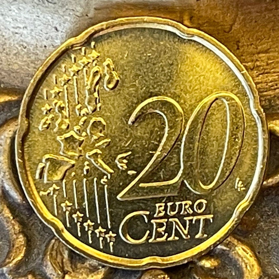 Futurist Sculpture "Unique Forms of Continuity in Space" 20 Euro Cents Italy Authentic Coin Money for Jewelry (Umberto Boccioni) (Marinetti)
