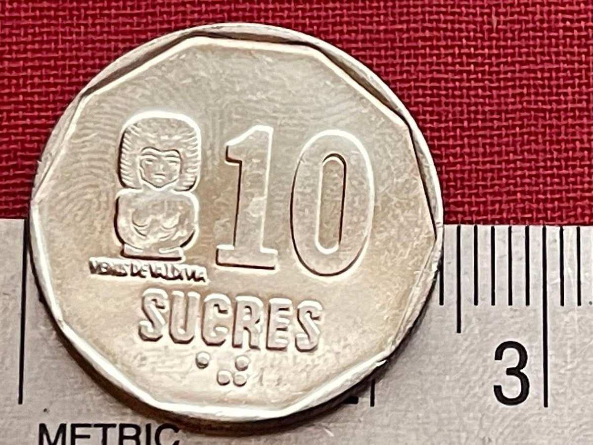 Venus of Valdivia 10 Sucres Ecuador Authentic Coin Money for Jewelry and Craft Making (Pre-Columbian) 1991 (Goddess)