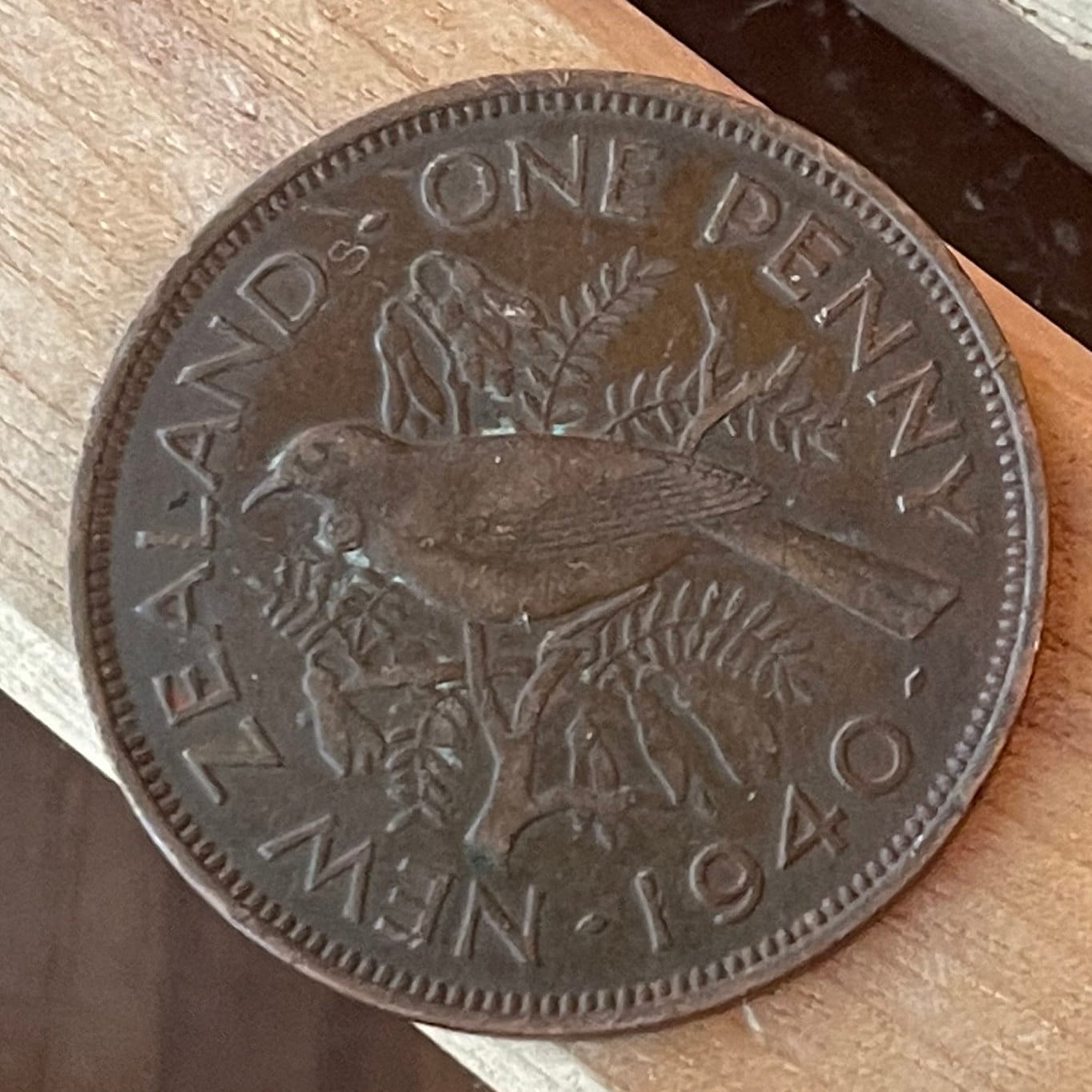 Tui Bird & King George VI 1 Penny New Zealand Authentic Coin Money for Jewelry and Craft Making (Maori) (Talking Bird) (Kowhai)