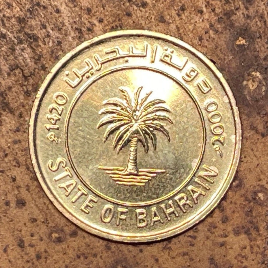 Garden of Eden Date Palm 10 Fils Bahrain Authentic Coin Money for Jewelry (Dilmun) (Paradise) (Adam and Eve) (Million Palms) (Creation)