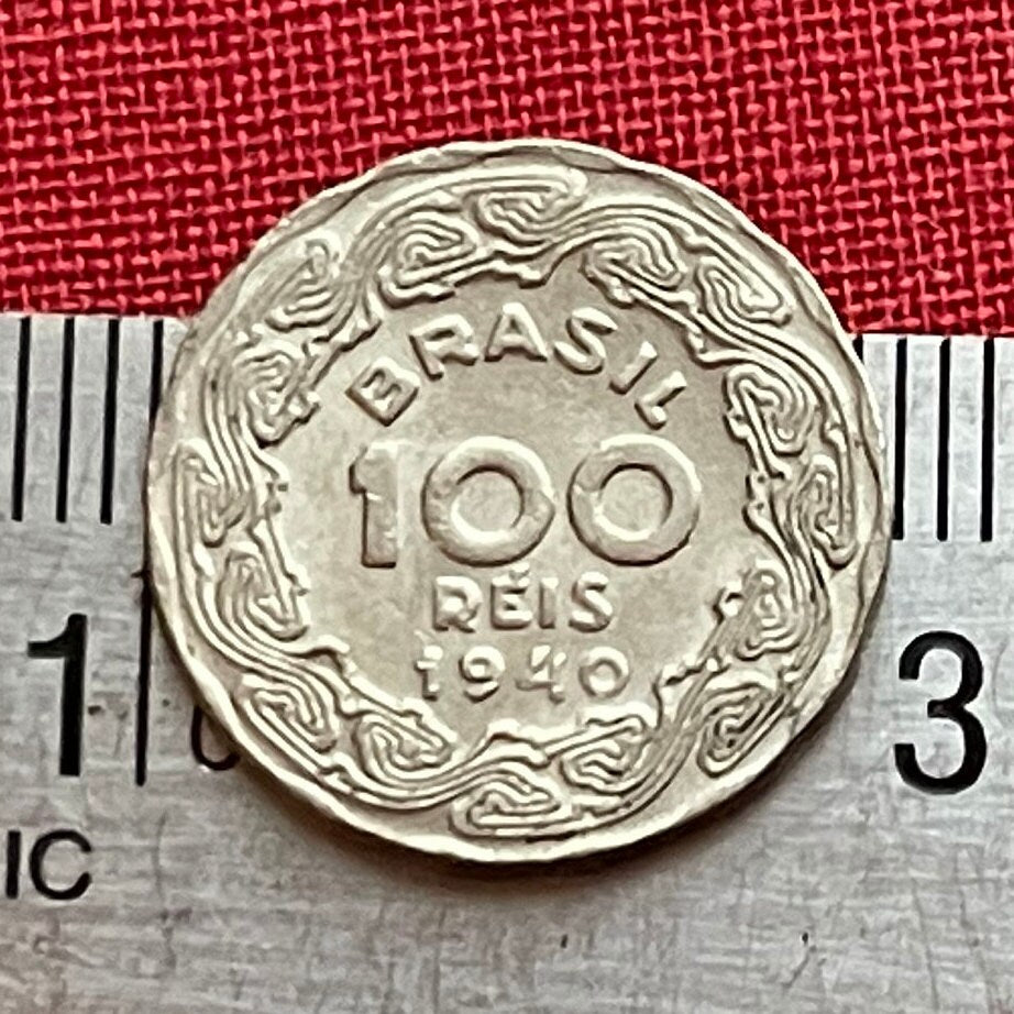 Marajoara Matrilineal Motif & Getúlio Vargas 100 Reis Brazil Authentic Coin Money for Jewelry (Marajo) (Pre-Columbian) (Indented) Goddess