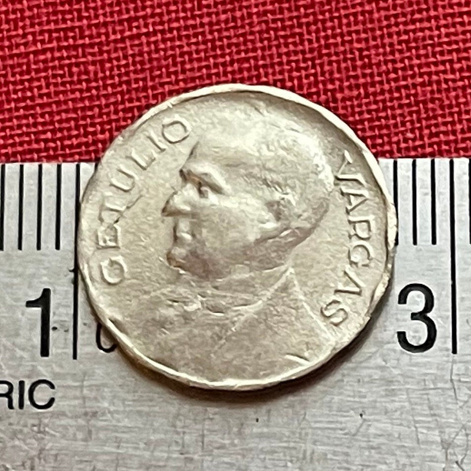 Marajoara Matrilineal Motif & Getúlio Vargas 100 Reis Brazil Authentic Coin Money for Jewelry (Marajo) (Pre-Columbian) (Indented) Goddess