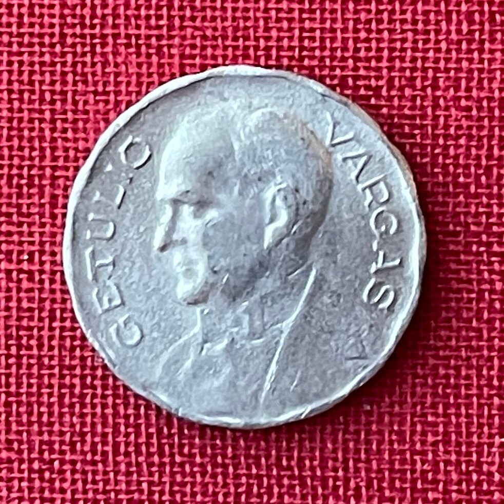Marajoara Matrilineal Motif & Getúlio Vargas 100 Reis Brazil Authentic Coin Money for Jewelry (Marajo) (Pre-Columbian) (Indented) Goddess