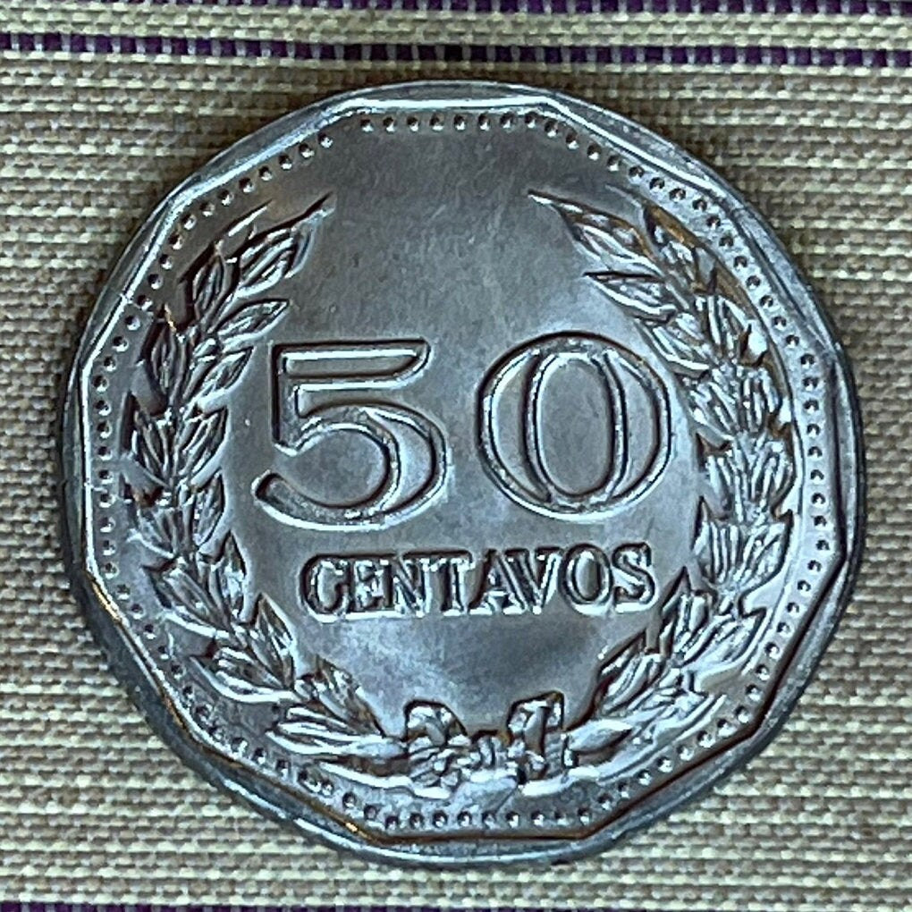 Francisco de Paula Santander 50 Centavos Colombia Authentic Coin Money for Jewelry (Man of the Laws) (War of Independence) (New Granada)
