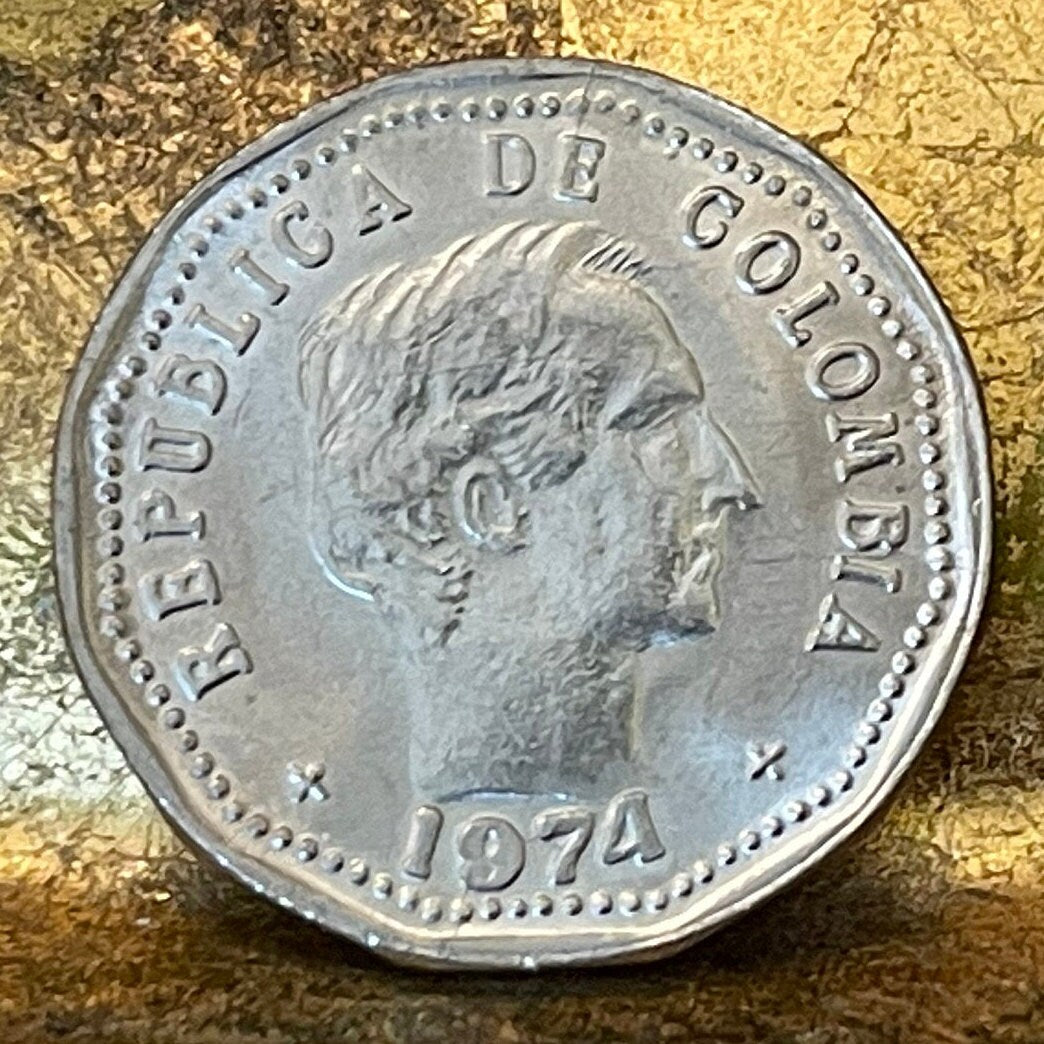 Francisco de Paula Santander 50 Centavos Colombia Authentic Coin Money for Jewelry (Man of the Laws) (War of Independence) (New Granada)