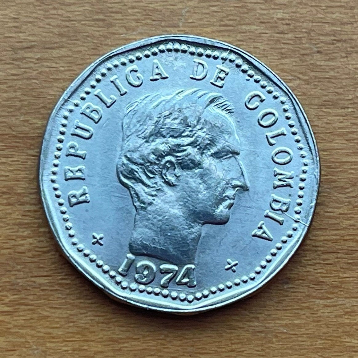 Francisco de Paula Santander 50 Centavos Colombia Authentic Coin Money for Jewelry (Man of the Laws) (War of Independence) (New Granada)