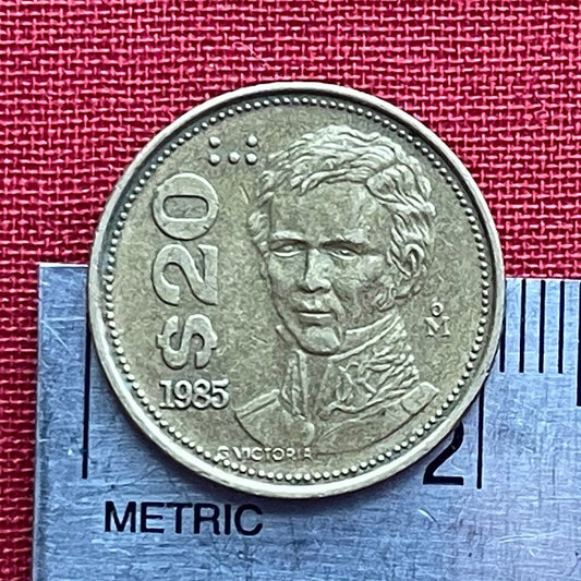 President Guadalupe Victoria & Eagle with Snake 20 Pesos Mexico Authentic Coin Money for Jewelry and Craft Making