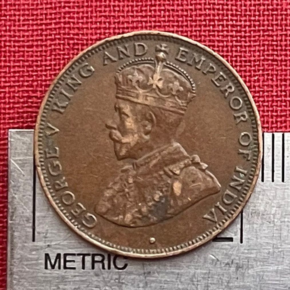 King George V 1 Cent Hong Kong Authentic Coin Money for Jewelry (Emperor of India) Chinese Characters (CONDITION Fine to Very Fine)