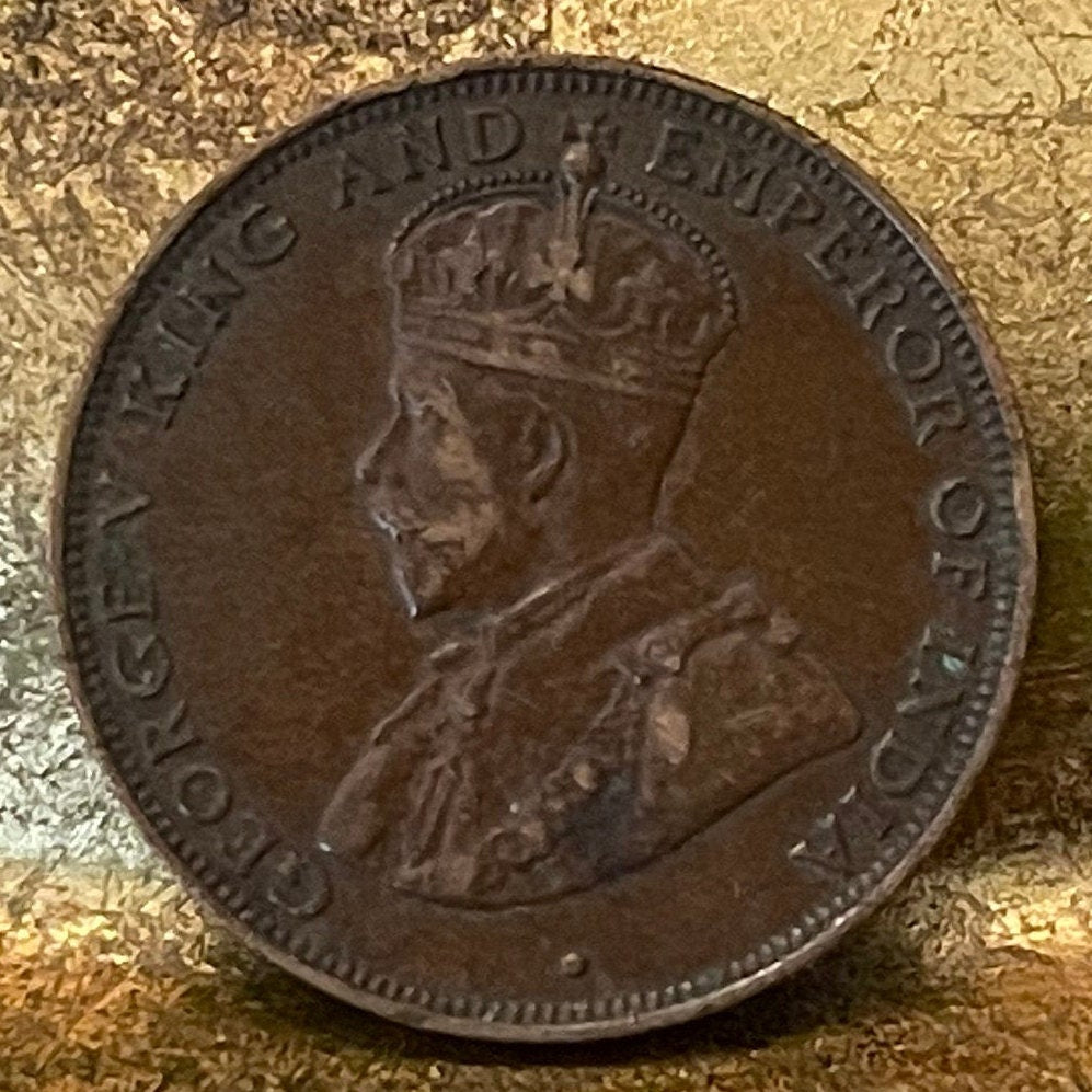 King George V 1 Cent Hong Kong Authentic Coin Money for Jewelry (Emperor of India) Chinese Characters (CONDITION Fine to Very Fine)