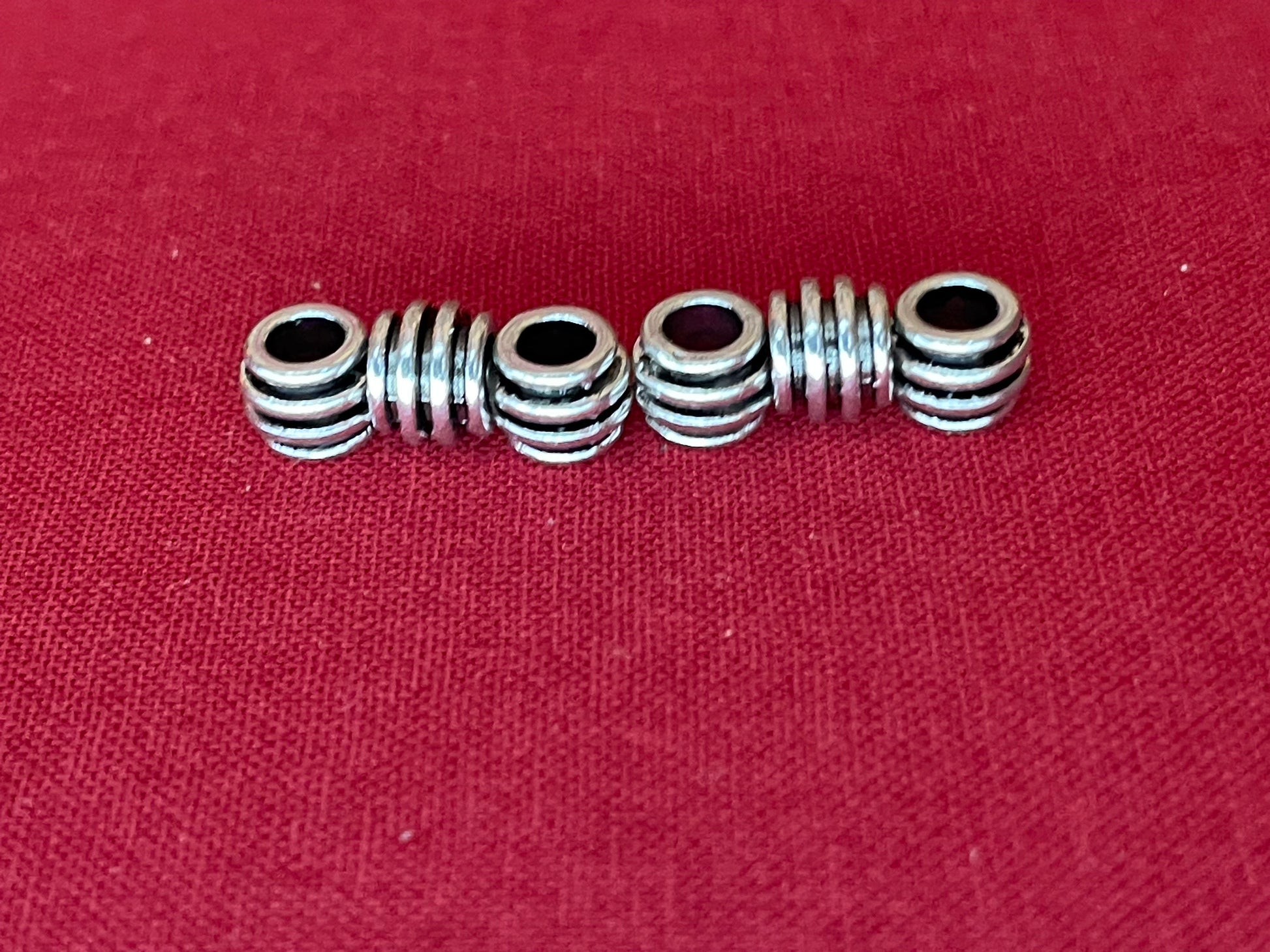 Bali Beads chunky, grooved bee barrel design (lot of 12 or 36) Premium quality large hole striped spacer bead in antique silver