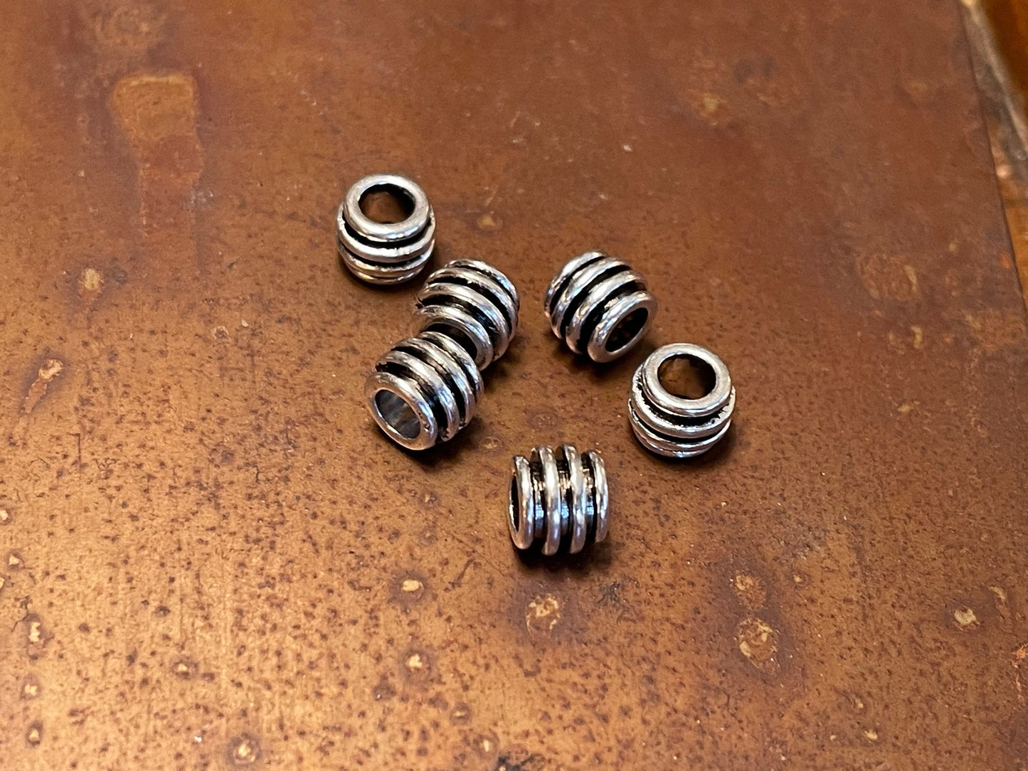 Bali Beads chunky, grooved bee barrel design (lot of 12 or 36) Premium quality large hole striped spacer bead in antique silver