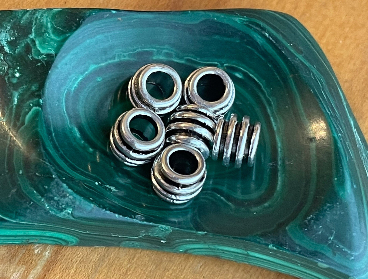 Bali Beads chunky, grooved bee barrel design (lot of 12 or 36) Premium quality large hole striped spacer bead in antique silver