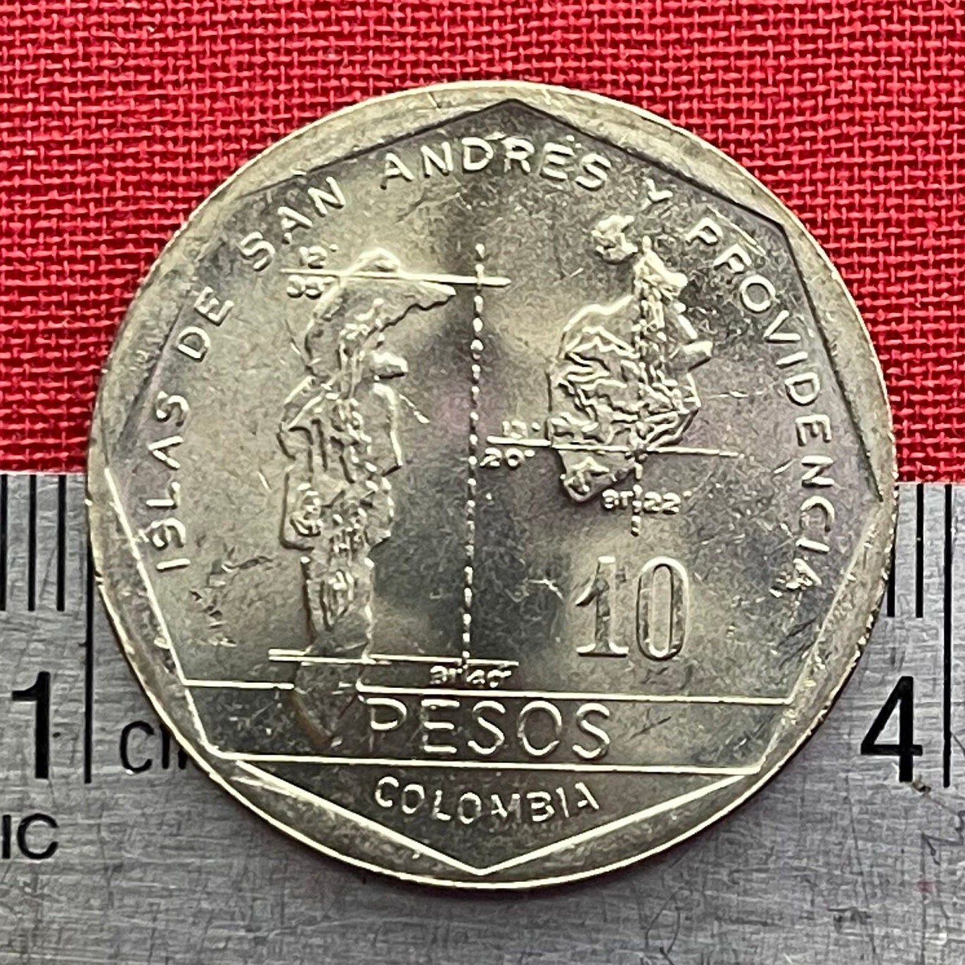 José María Córdova Statue by Betancourt & Archipelago of San Andres and Providencia 10 Pesos Colombia Authentic Coin Money for Jewelry