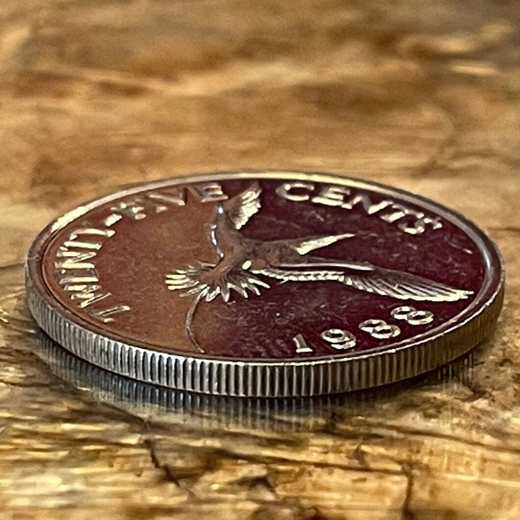 White-Tailed Tropicbird 25 Cents Bermuda Authentic Coin Money for Jewelry and Craft Making (Chamorro Death-Screaming Utak)