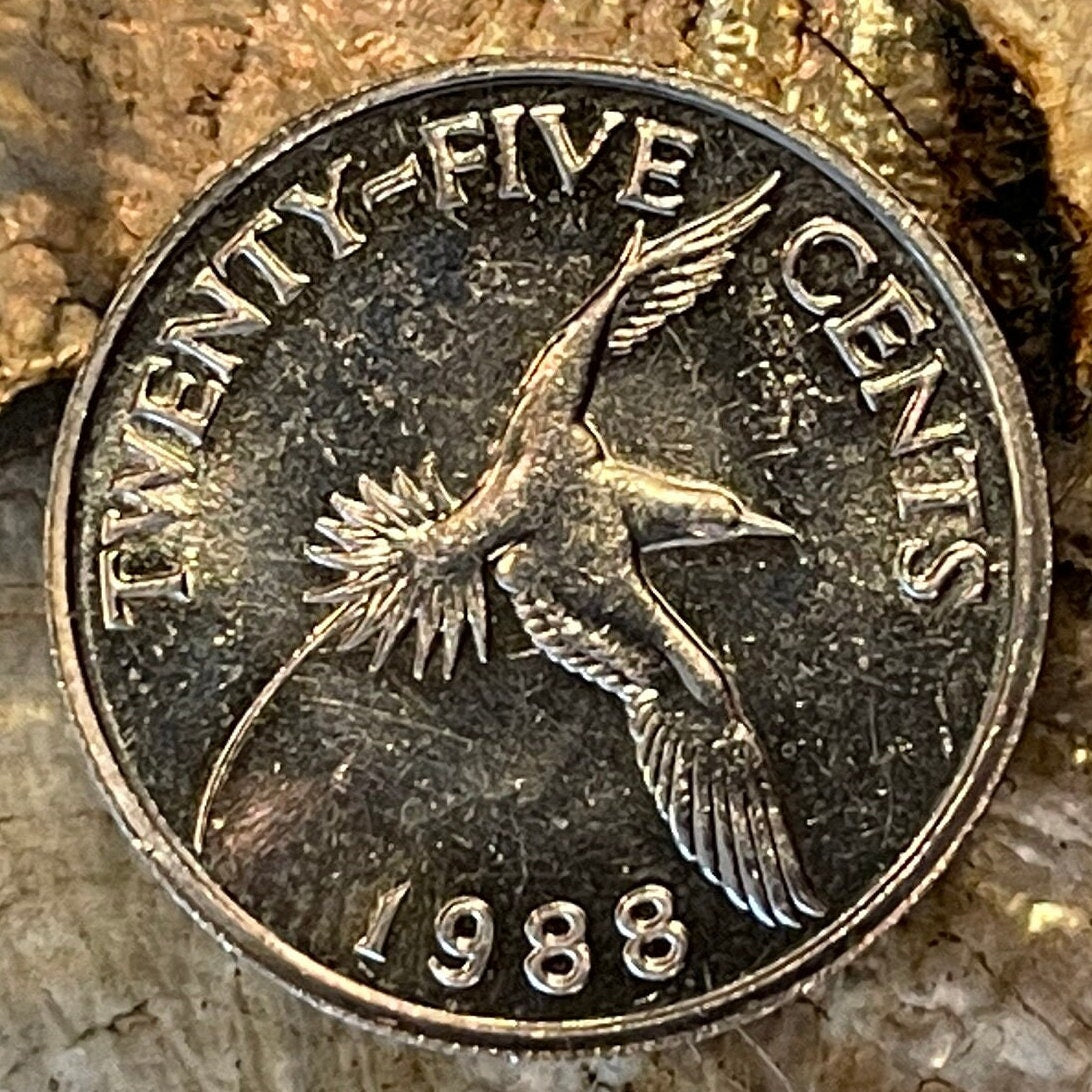 White-Tailed Tropicbird 25 Cents Bermuda Authentic Coin Money for Jewelry and Craft Making (Chamorro Death-Screaming Utak)