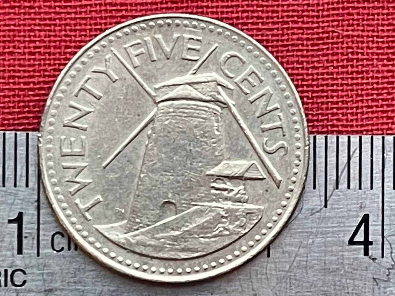 Sugar Windmill 25 Cents Barbados Authentic Coin Money for Jewelry and Craft Making (Morgan Lewis Windmill)