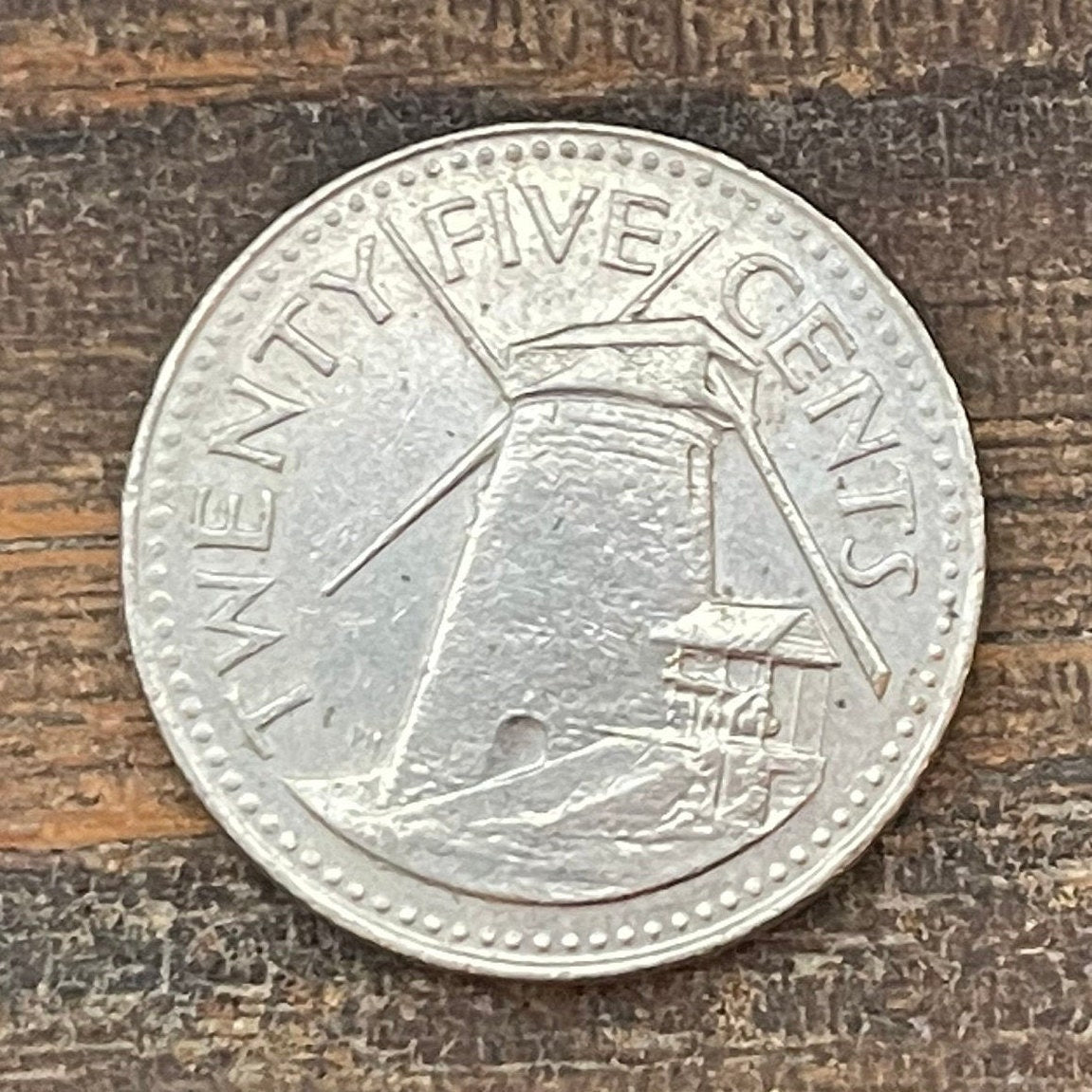 Sugar Windmill 25 Cents Barbados Authentic Coin Money for Jewelry and Craft Making (Morgan Lewis Windmill)