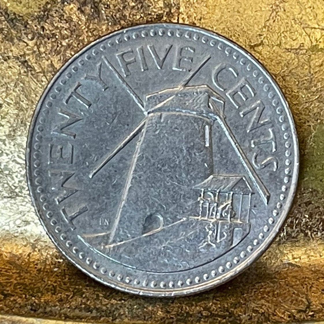 Sugar Windmill 25 Cents Barbados Authentic Coin Money for Jewelry and Craft Making (Morgan Lewis Windmill)