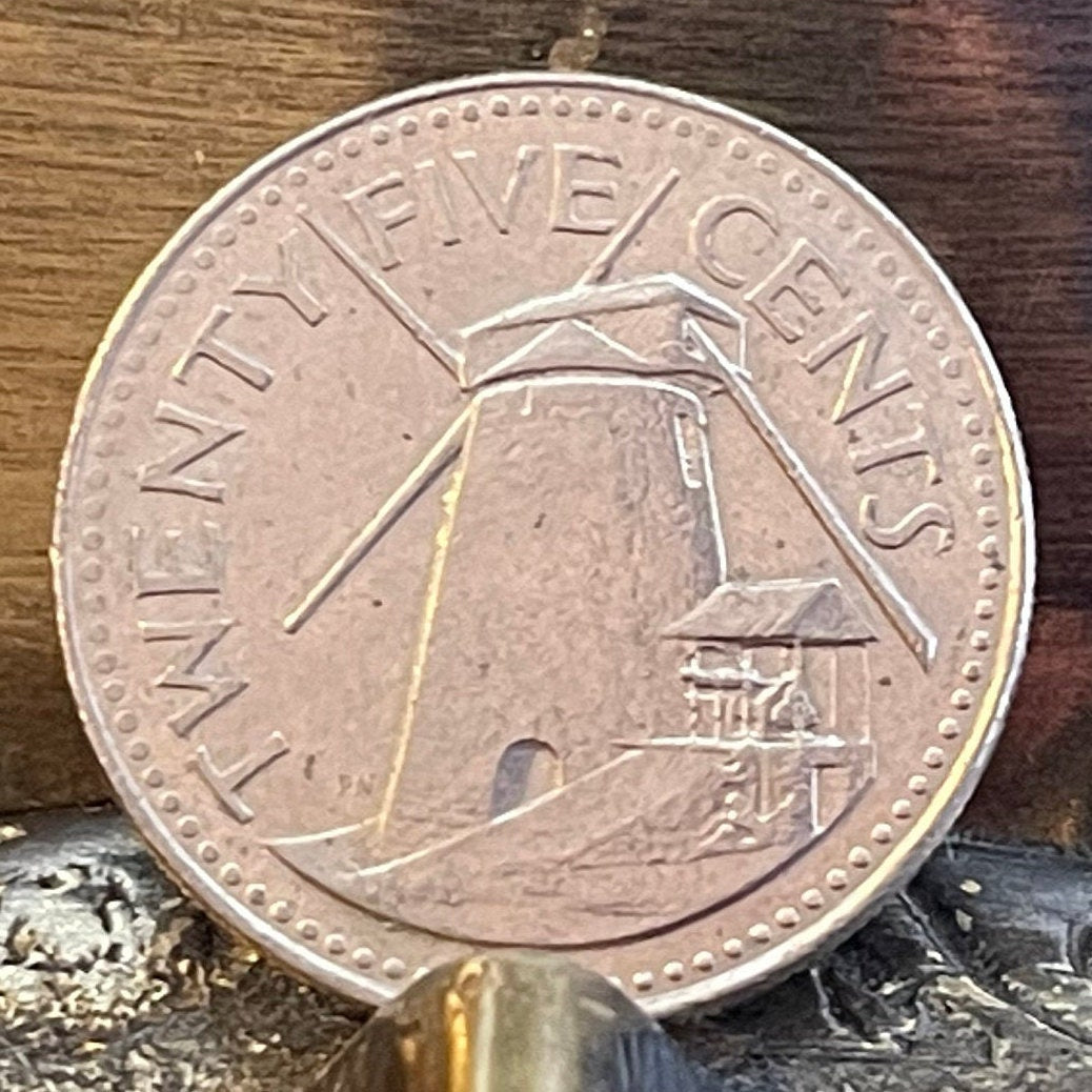 Sugar Windmill 25 Cents Barbados Authentic Coin Money for Jewelry and Craft Making (Morgan Lewis Windmill)