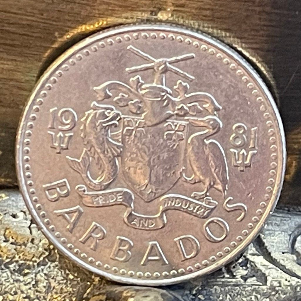 Sugar Windmill 25 Cents Barbados Authentic Coin Money for Jewelry and Craft Making (Morgan Lewis Windmill)