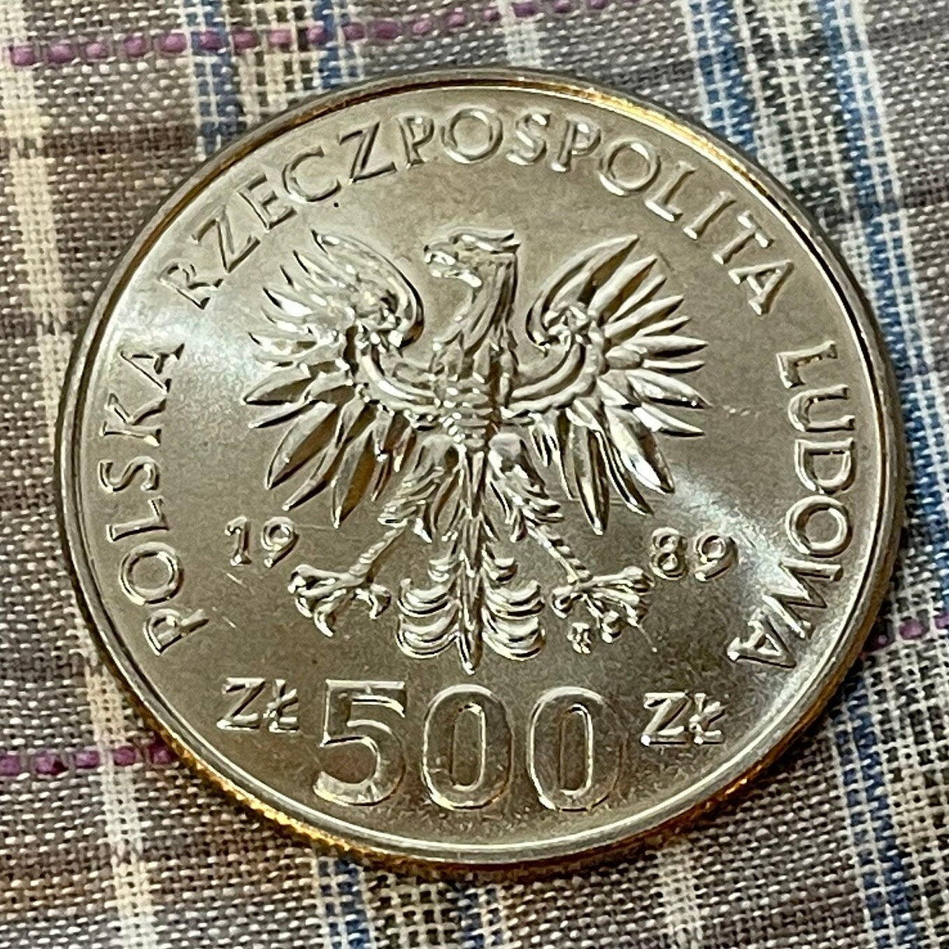 Polish Resistance World War II Invasion 500 Zlotych Poland Authentic Coin Money for Jewelry and Craft Making (Soldiers) (Allies) (1989)