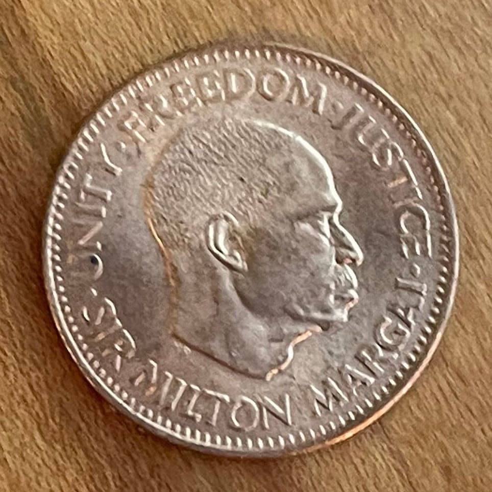 Bonga Shad & Sir Milton Margai 1/2 Cent Sierra Leone Authentic Coin Money for Jewelry and Craft Making (1964)