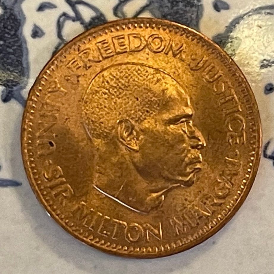 Sir Milton Margai & Bonga Shad 1/2 Cent Sierra Leone Authentic Coin Money for Jewelry and Craft Making (1964)