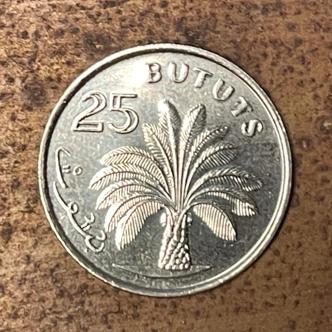 African Oil Palm 25 Bututs Gambia Authentic Coin Money for Jewelry and Craft Making (1998)