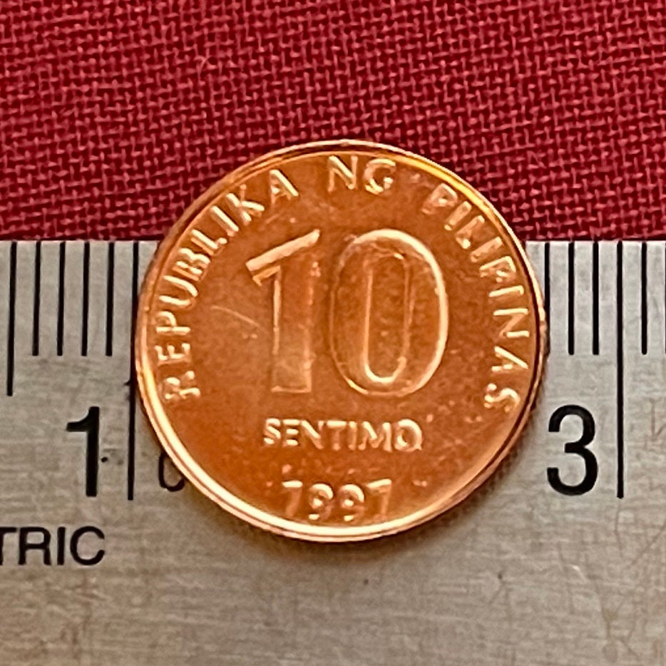 Mountain Sunrise 10 Centimos Philippines Authentic Coin Money for Jewelry and Craft Making (Bank Logo)
