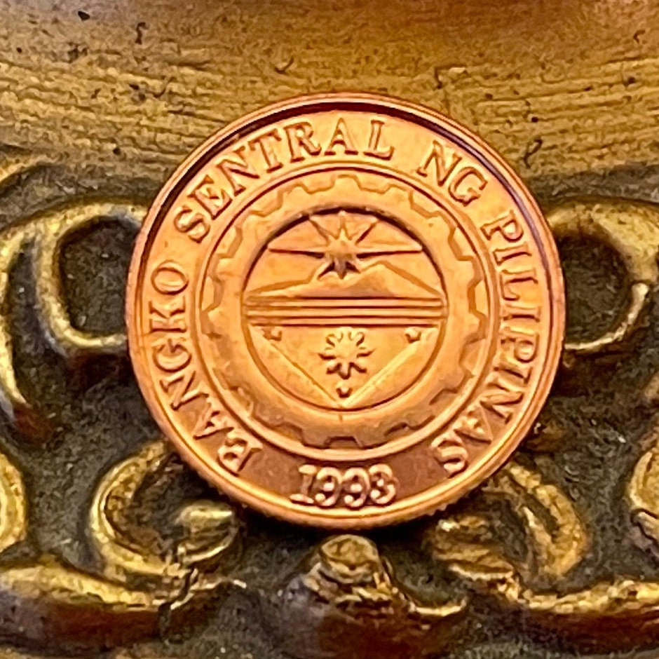 Mountain Sunrise 10 Centimos Philippines Authentic Coin Money for Jewelry and Craft Making (Bank Logo)