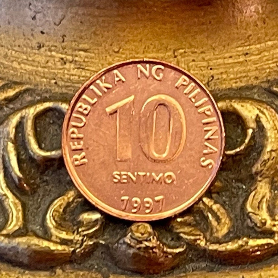 Mountain Sunrise 10 Centimos Philippines Authentic Coin Money for Jewelry and Craft Making (Bank Logo)
