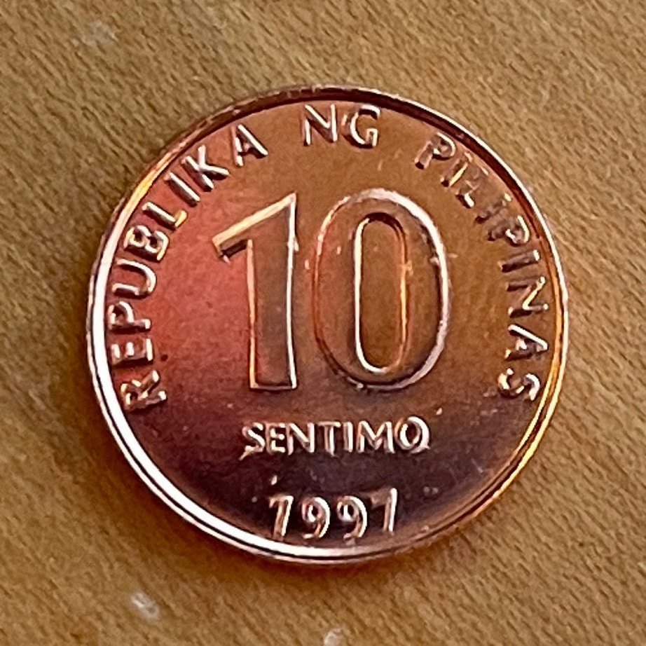 Mountain Sunrise 10 Centimos Philippines Authentic Coin Money for Jewelry and Craft Making (Bank Logo)
