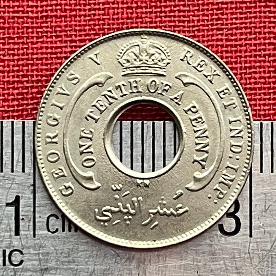 Hexagram Star & George V Crown with Hole 1/10th Penny British West Africa Authentic Coin Money for Jewelry (King George) (Six-Pointed Star)